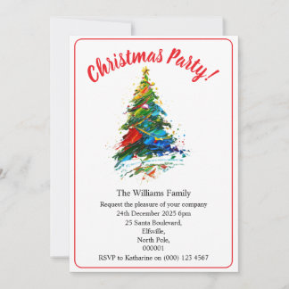 Invitation Christmas Party Xmas Tree Oil Painting