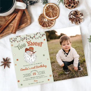 Invitation Christmas Père Noël Two Sweet 2e Anniversaire Phot