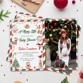 Invitation Christmas Père Noël Un joyeux petit Baby shower ph