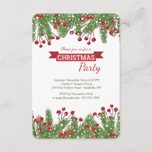 Invitation Christmas Pine and Berries