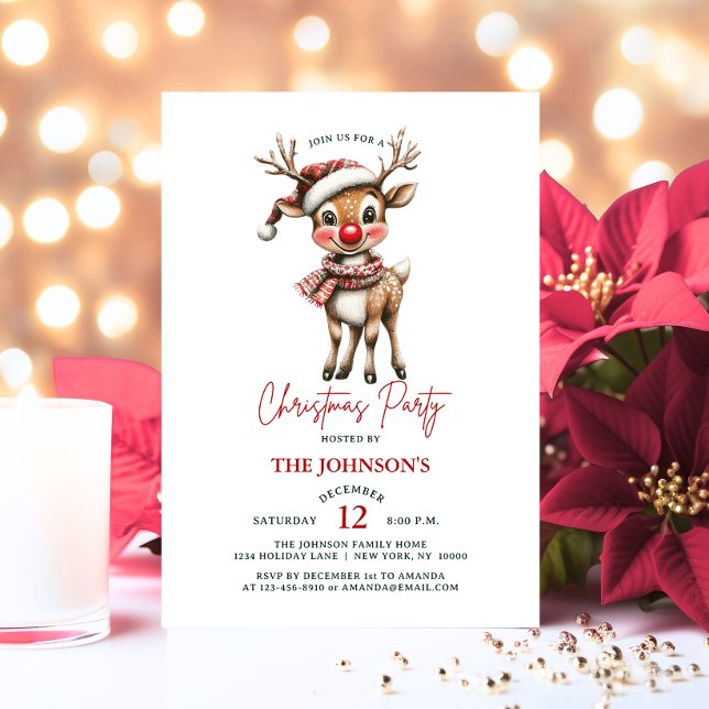 Invitation Christmas Reindeer Rudolph House Corporate Party (Christmas Reindeer Rudolph House Corporate Party Invitation)