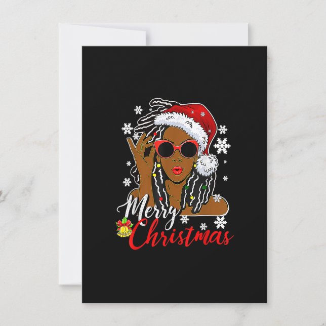Invitation Christmas Santa Hat Shirt Black African Girl Ameri (Devant)