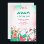 Invitation christmas santa, reindeer, polar bear birthday<br><div class="desc">christmas santa birthday invitation .
Enjoy this Kids Christmas birthday invitation,  Ho Ho Ho! It's the perfect way to invite guests to your kid's Christmas themed birthday party. This is a festive birthday invitation designed with Santa,  Reindeer,  polar bear.</div>