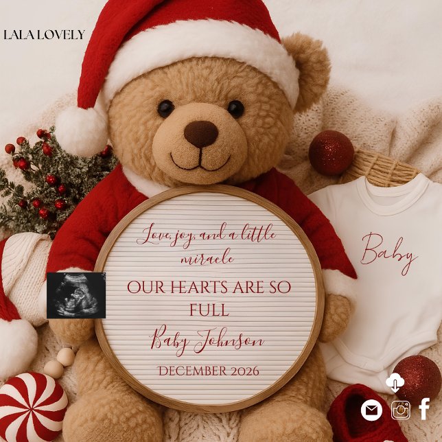 Invitation Christmas santa Teddy Bear Pregnancy Announcement (Créateur téléchargé)