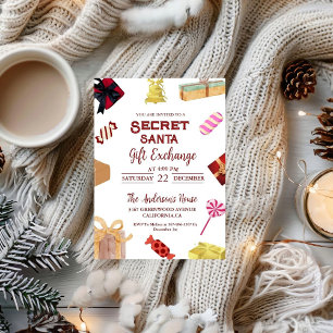 Invitation Christmas Secret Père Noël Cadeau Exchange Fête de