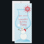 Invitation Christmas Snowman Cocktail Fête de Vacances<br><div class="desc">Une jolie invitation pour inviter amis et famille à votre prochaine fête pour célébrer la saison des Fêtes avec un cocktail en verre avec un bonhomme de neige dans la base et un ornement de flocon de neige rouge sur le côté du verre sur un arrière - plan bleu clair...</div>