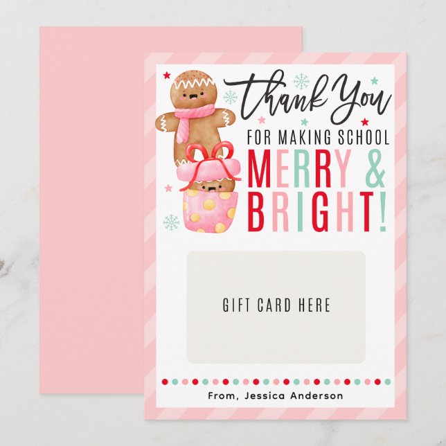 Invitation Christmas Teacher Appreciation Gift Card Holder (Devant / Derrière)