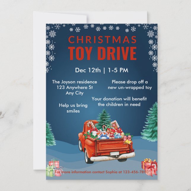 Invitation Christmas Toy Drive Famille ou Organisme de bienfa (Devant)
