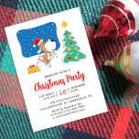 Invitation Christmas Tree mignonne Chien Chien Chien Santa Ha<br><div class="desc">Cette Invitation de Noël présente une illustration de dessin animé de mignon Chiot portant le chapeau de Père Noël. Petit chien drôle tient des lumières de décoration essayant de trouver l'endroit pour eux sur le sapin de Noël. L'invitation peut être facilement personnalisée avec vos informations spéciales de fête de Noël....</div>