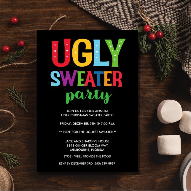 Invitation Christmas Ugly Sweat Office Adult Party (Christmas Ugly Sweater Office Adult Party Invitation)