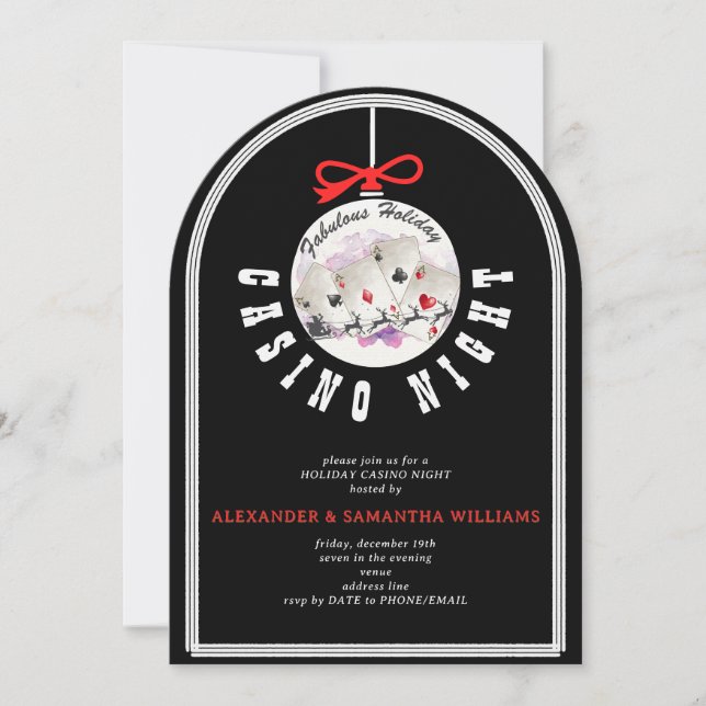 Invitation Christmas Vegas Casino Blackjack Poker Night Party (Devant)