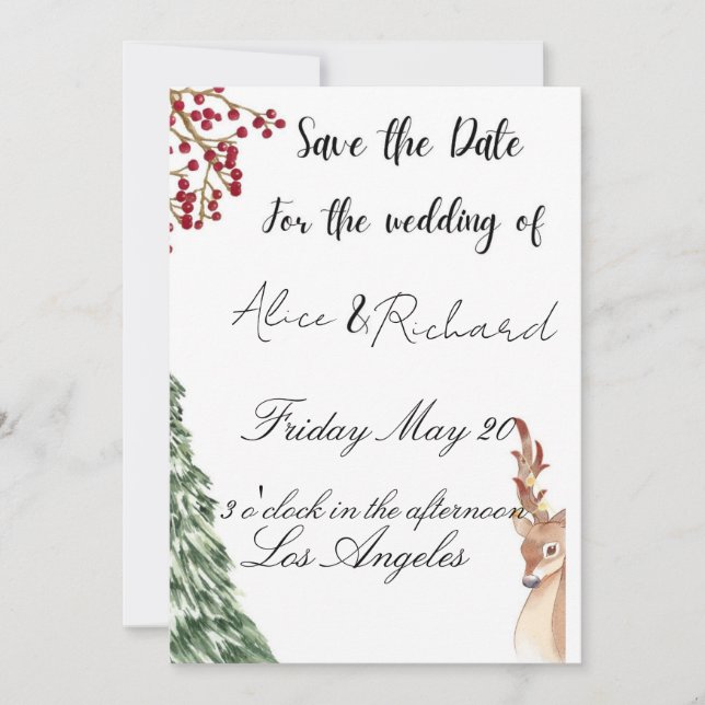 Invitation Christmas wedding Holiday  (Devant)