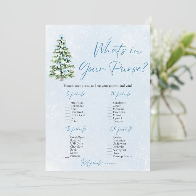 Invitation Christmas What's In Your Purse Baby Shower Game (Debout devant)