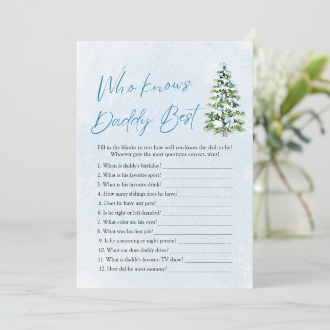 Invitation Christmas Who Knows Daddy Best Baby Shower Game (Debout devant)