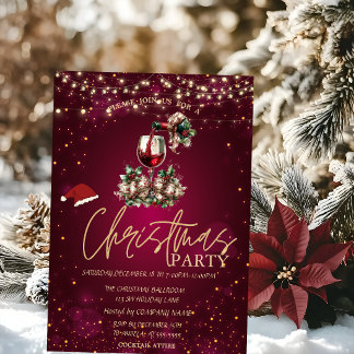 Invitation Christmas Wine Drink Red Christmas
