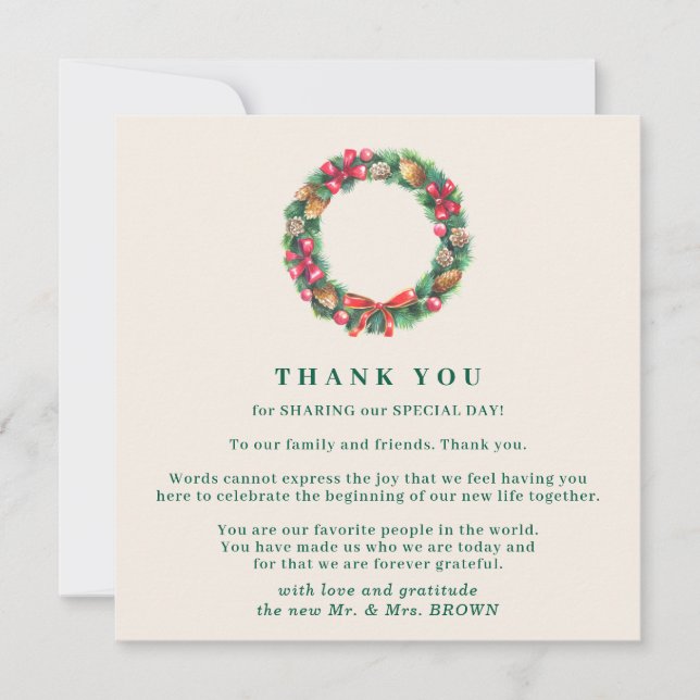 Invitation Christmas Winter Forest Elegant Wedding Thank You (Devant)
