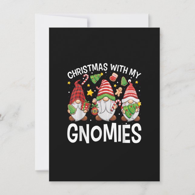 Invitation Christmas with My Gnomies Cute Three Gnomes Christ (Devant)