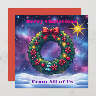Invitation Christmas Wreath in cosmic setting with star