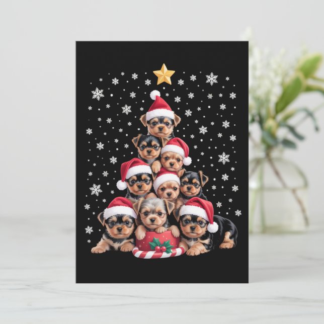 Invitation Christmas Yorkie Dogs Lover Tree Xmas Pet Animal (Debout devant)