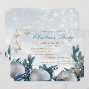 Invitation ChristmasTree Branch, Balls Company Christmas Part