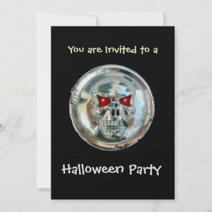 Invitation CHROME SKULL HALLOWEEN PARTY Ice Metallic