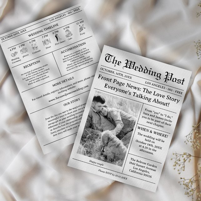 Invitation Chronologie de mariage unique dans un journal (Créateur téléchargé)