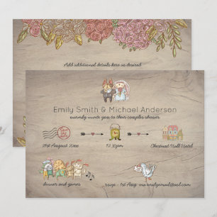 Invitation Chronologie Fantaisiste Fête de Mariage Rustique A