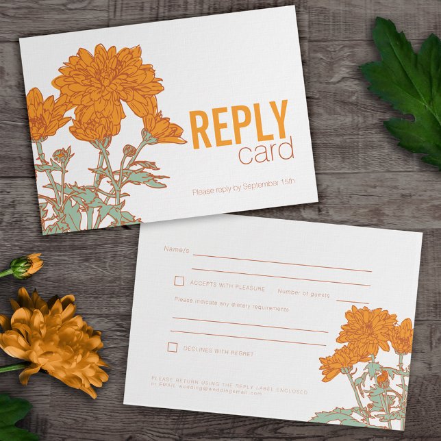 Invitation Chrysanthème de mariage orange automne mariage rsv (Créateur téléchargé)