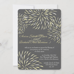 Invitation Chrysanthème floral moderne gris et jaune