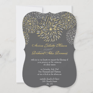 Invitation Chrysanthème floral moderne gris et jaune