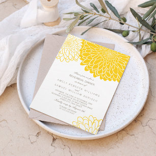 Invitation Chrysanthème jaune blanc Dîner simple de répétitio