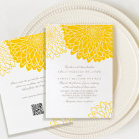 Chrysanthème jaune blanc Mariage QR RSVP simple