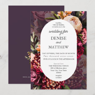 Invitation Chrysanthème romantique sur le Mariage de prune de