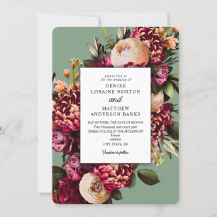 Invitation Chrysanthème sur Martini Olive