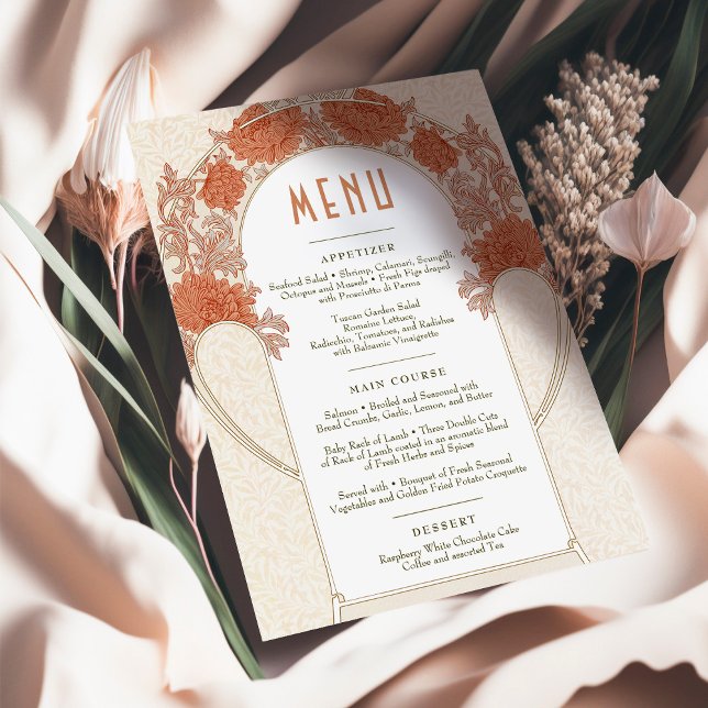 Invitation Chrysanthemum Menu Mariage Vintage Art Nouveau (Créateur téléchargé)