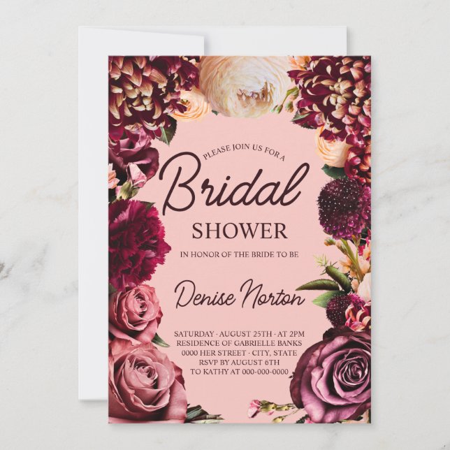 Invitation Chrysanthemum sur Gossamer Fête des mariées rose (Devant)