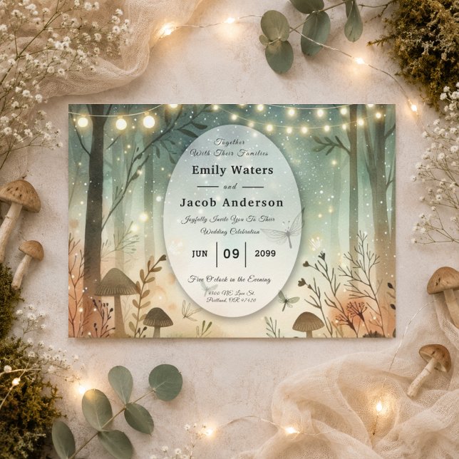 Invitation Chuchotements crépusculaires du mariage forestier (Créateur téléchargé)