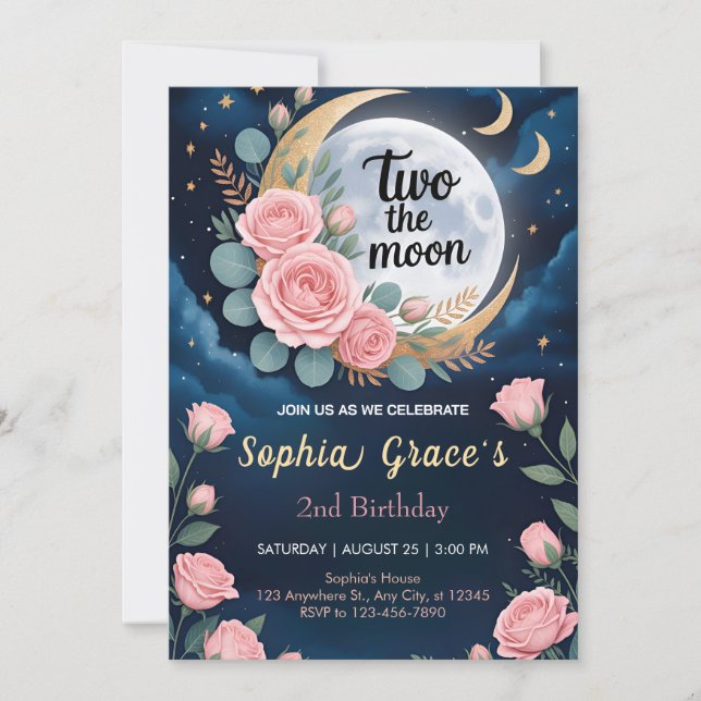 Invitation Chuchotements de deux au clair de lune (Devant)