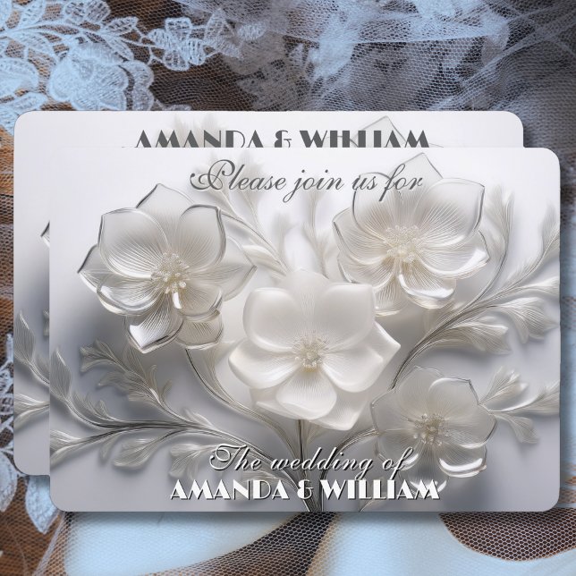 Invitation Chuchotements de Fleurs Blanches Mariage Délicat (Créateur téléchargé)
