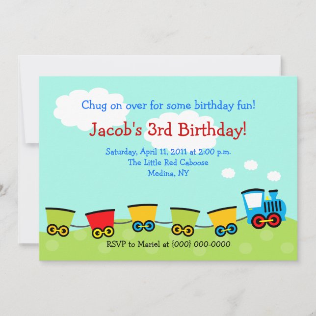 Invitation Chugga Choo Train 5x7 Anniversaire (Devant)