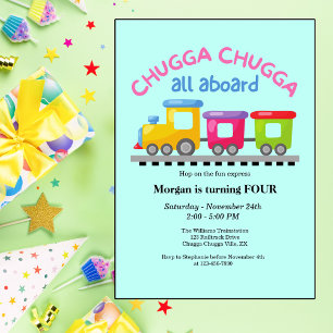 Invitation Chugga Choo Train Caricature Thématique N'Importe
