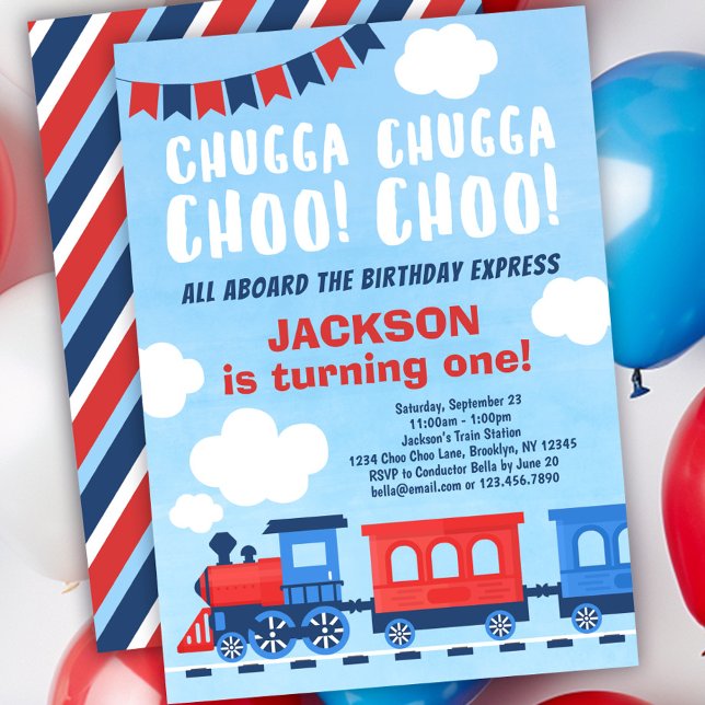 Invitation Chugga Chugga Choo Choo Boys Train 1er anniversair (Créateur téléchargé)