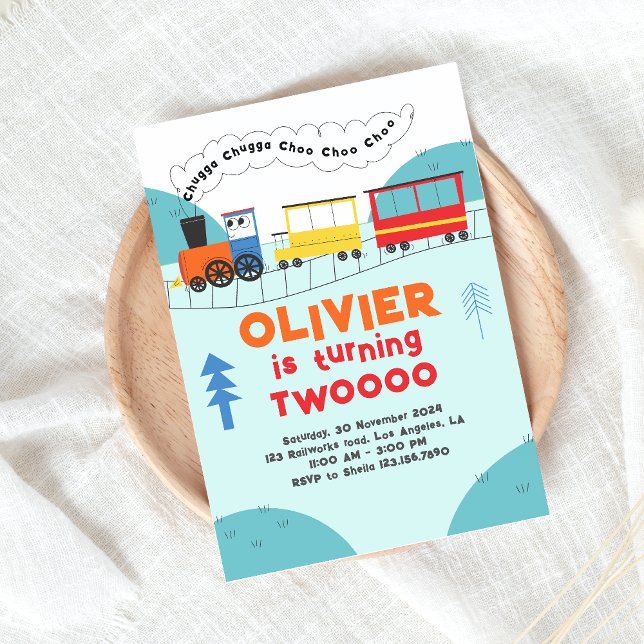 Invitation Chugga Chugga Choo Choo Train Boy Deuxième Anniver (Créateur téléchargé)