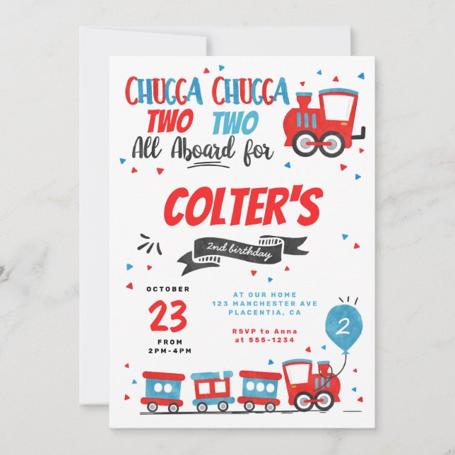 Invitation Chugga Chugga Choo choo Train fête d'anniversaire (Devant)