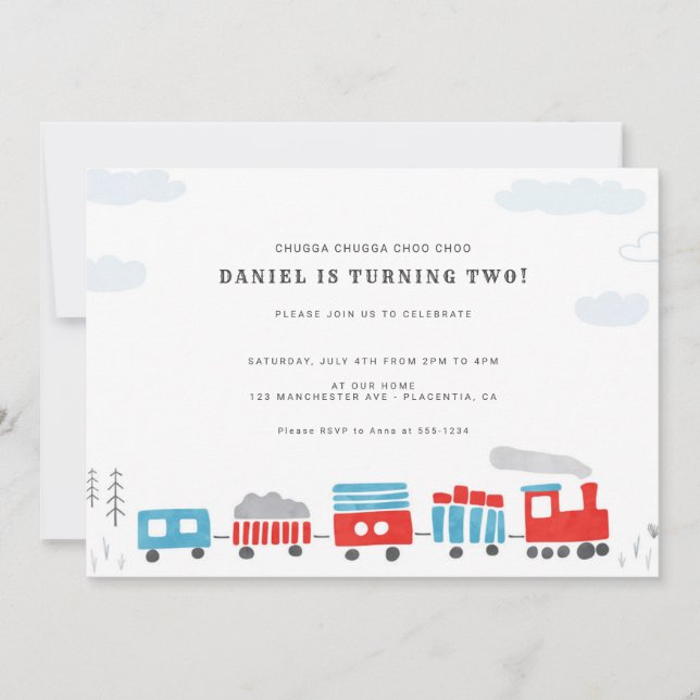 Invitation Chugga Chugga Choo choo Train fête d'anniversaire (Devant)