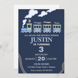 Invitation Chugga, Chugga Cute Train fête d'anniversaire
