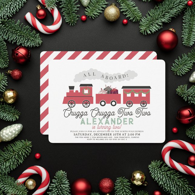 Invitation Chugga Chugga Deux Deux Train de Noël 2e Anniversa (Créateur téléchargé)