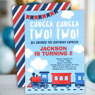 Invitation Chugga Chugga DEUX garçons Train 2e anniversaire