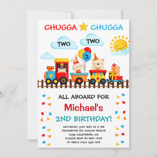 Invitation Chugga Chugga Deux Train 2e Fête d'anniversaire de