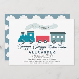 Invitation Chugga Chugga Deux Train Blue Boy 2e Anniversaire